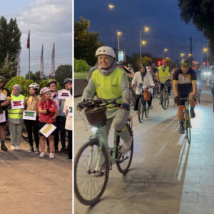 kadinlar orman yanginlarina dikkati cekmek icin pedal cevirdi GedAJxDL