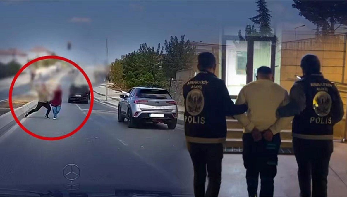 istanbul trafiginde tasli saldiri aracindan indi taslamaya basladi q7gwyi33