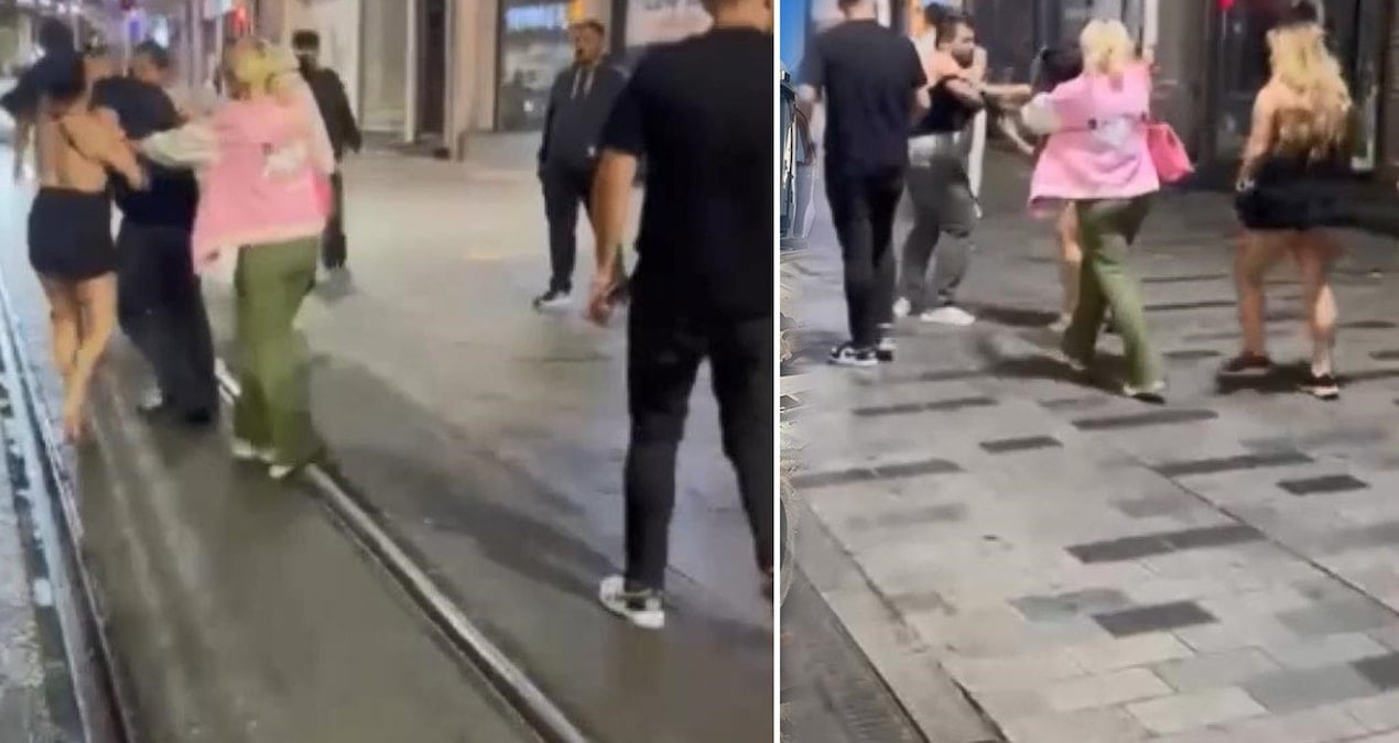 taksimde laf attin dayagi iki kadin bir erkegi evire cevire dovdu jUhxB1rx